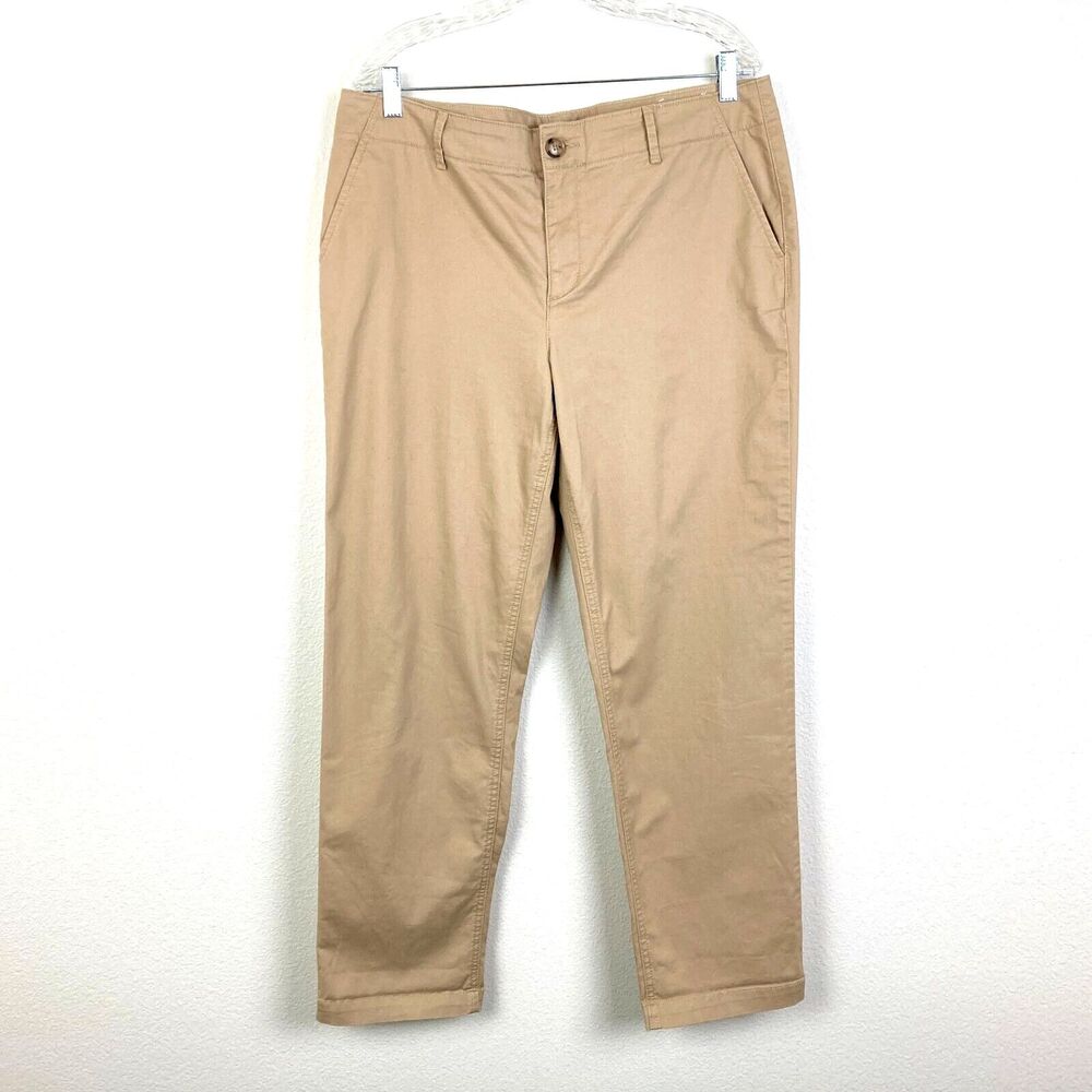 LOFT The Slim Women's Chino Ankle Pants Size 14T Tan Beige Stretch Straight Leg